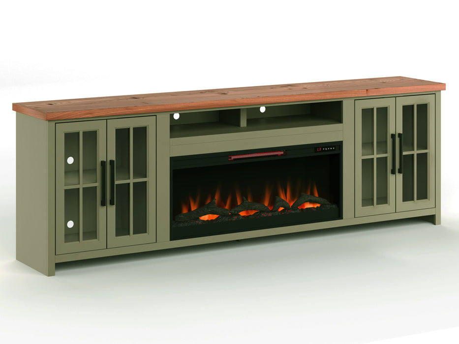 Vineyard - 97" Fireplace TV Stand Console For TVs Up To 100 "Es - Sage Green And Fruitwood Finish