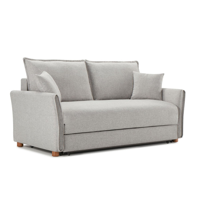 Oren - Chenille Sleeper Sectional Sofa With Storage 2 Toss Pillows - Gray