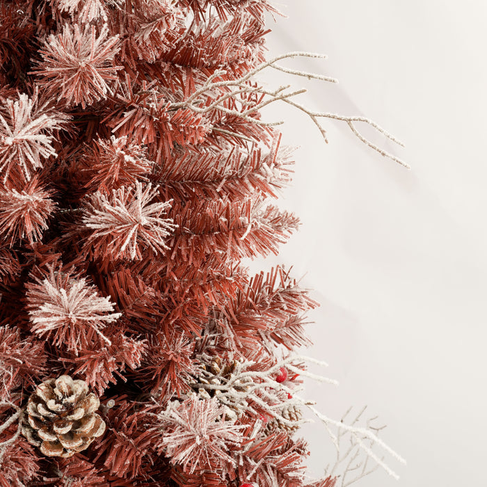 Christmas Tree with Brown Needles with flocking and Warm Lights - Brown