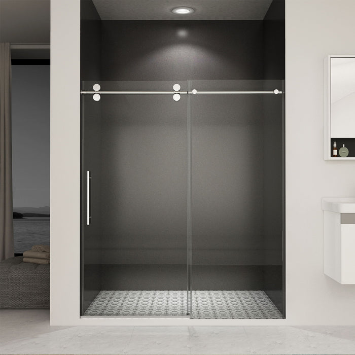 Frameless Shower Door, Sliding Shower Door, With Premium Thick Tempered Glass Shower Enclosure, Double Side Easy Clean Coat, Finished With Buffer - Chrome