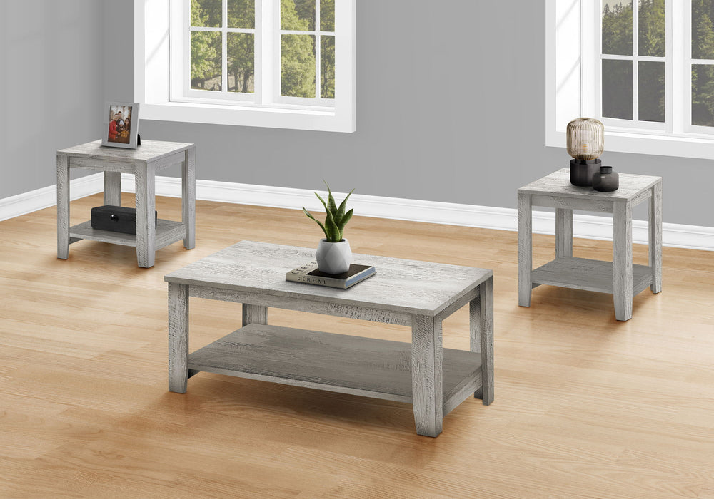 Table Set, Coffee, End, Side, Accent, Transitional (Set of 3) - Gray