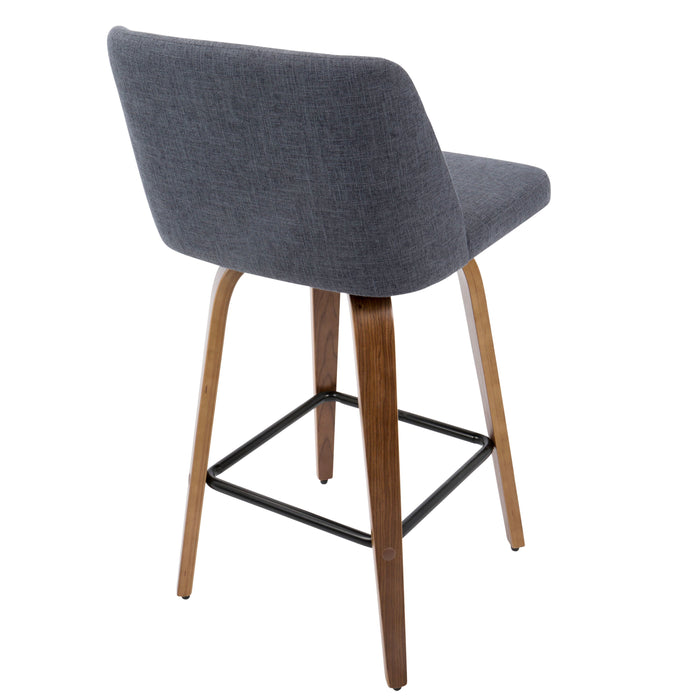 Toriano - Mid Century Modern Fixed Height Counter Stool & Square Footrest (Set of 2)