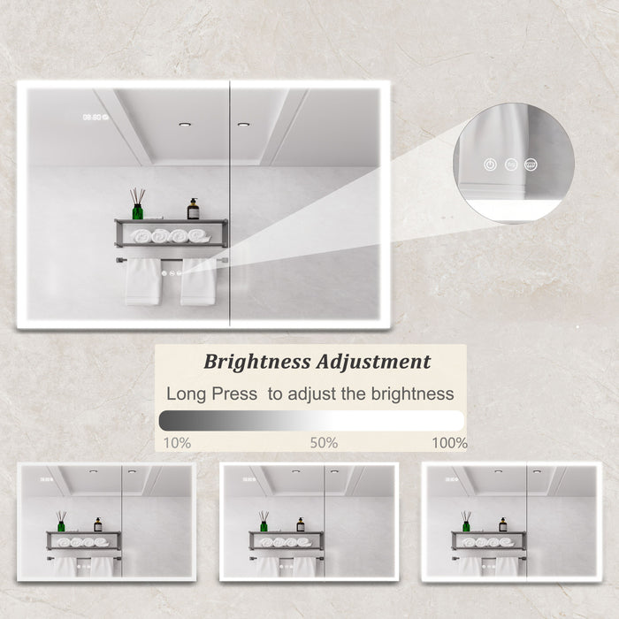 Bathroom Medicine Cabinet With Lights, 28×20" LED Medicine Cabinet With Mirror, Lighted Medicine Cabinet With Defogger, Dimmer, Digital Clock & Temp Display, Surface Mount