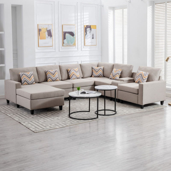 Nolan - 7 Piece Sectional Sofa With Pillows And Interchangeable Legs