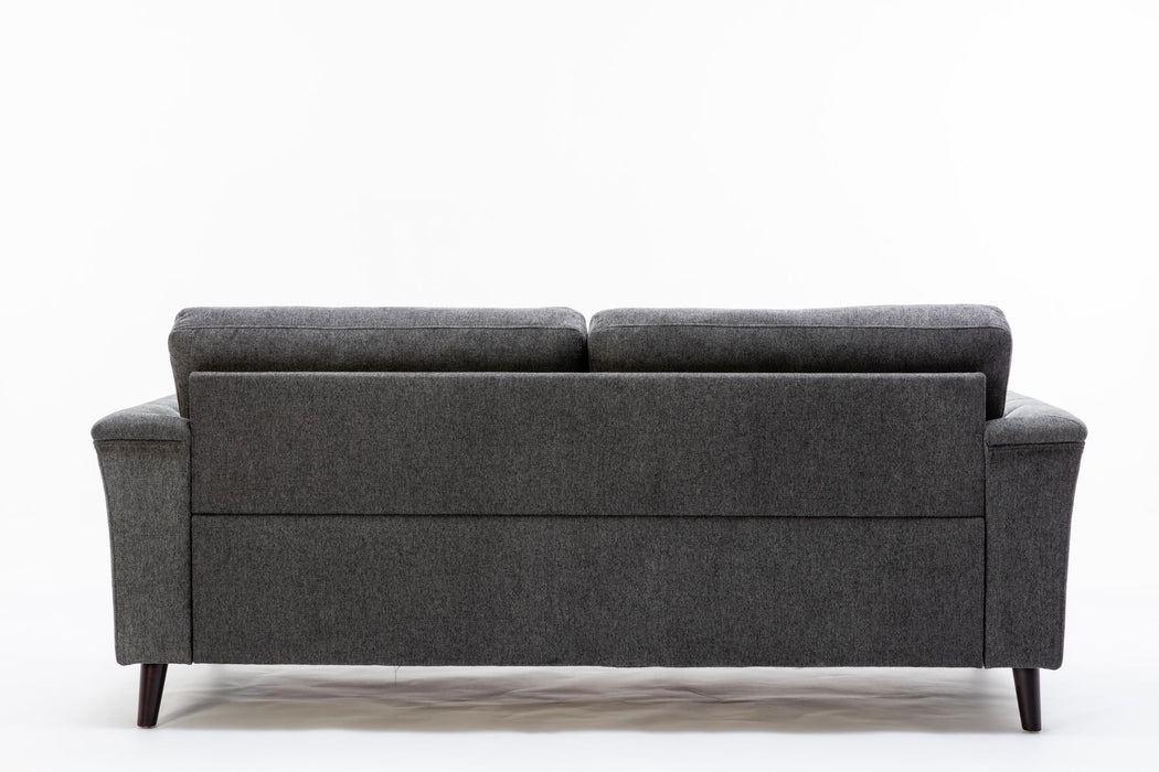 Stanton - Linen Sofa With Tufted Arms - Dark Gray