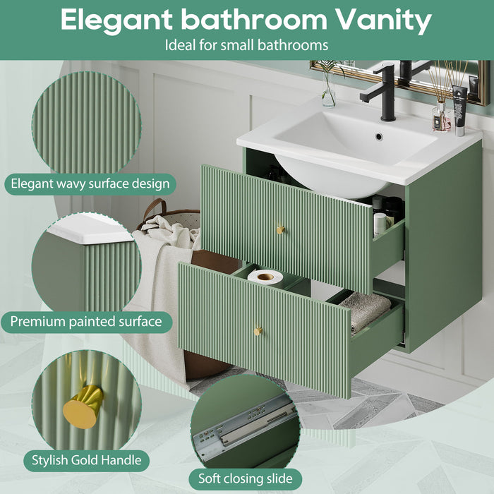 Wall Mounted Bathroom Vanity With 2 Drawers, Ideal For Small Bathrooms