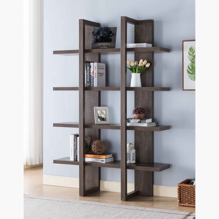 Two Toned Display Cabinet, 71" Tall Bookcase Storage Cabinet