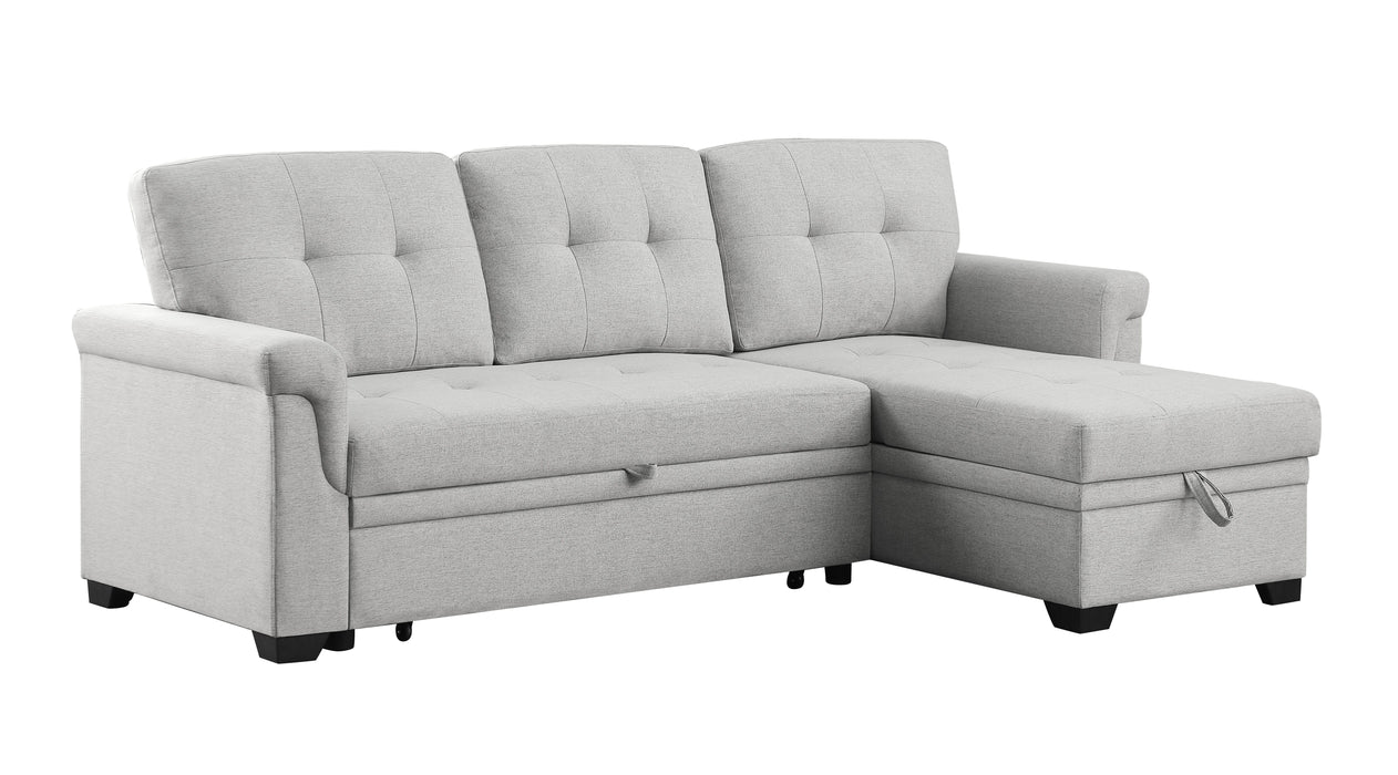 Hunter - Linen Reversible Sleeper Sectional Sofa With Storage Chaise