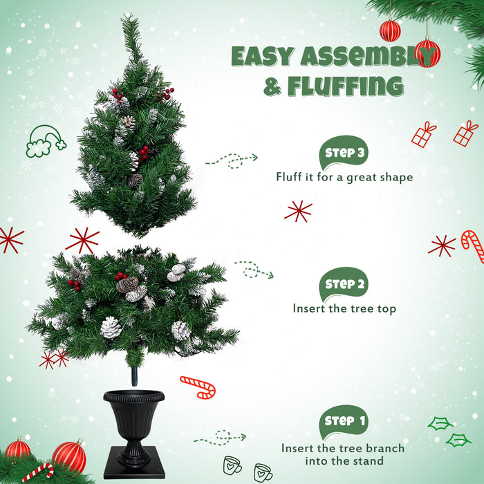 Pre-lit Christmas Tree 4-Piece Set - Dark Green