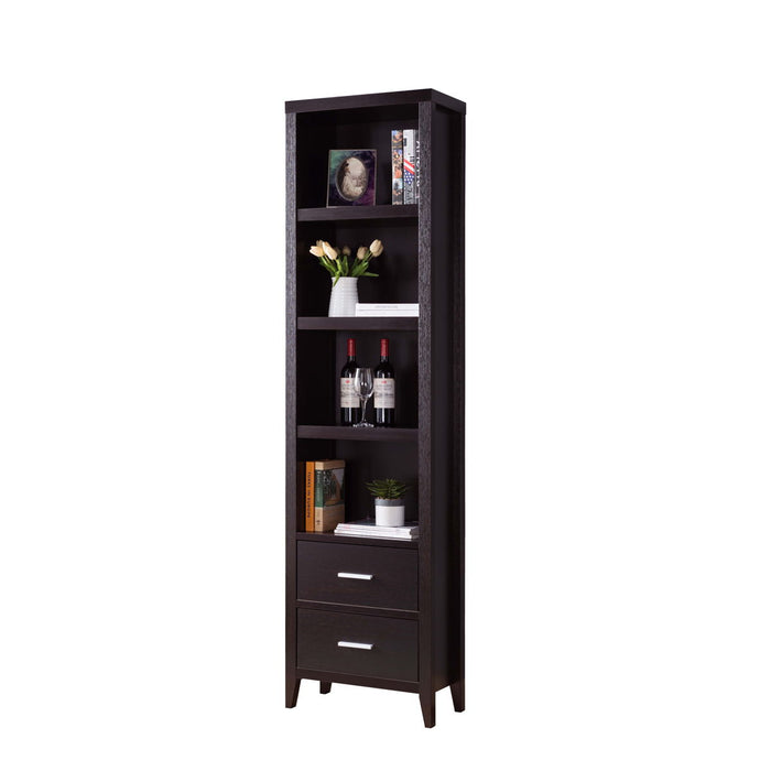 Media Pier, Display Cabinet With Four Open Shelves And Two Bottom Drawers