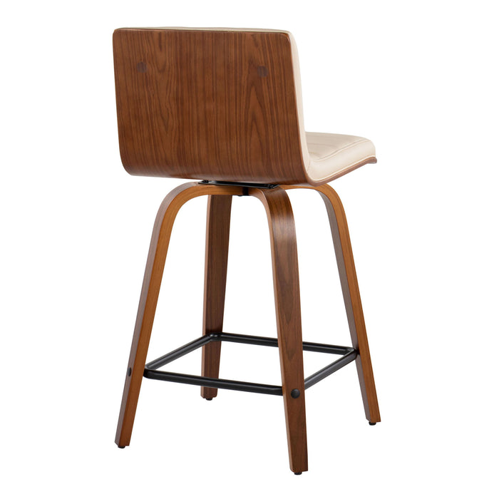 Vasari - Mid Century Modern Fixed Height Counter Stool With Swivel With Square Footrest (Set of 2)