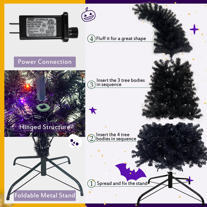 6FT Christmas Tree with LED Lights - Purple