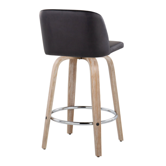 Toriano - Modern Design Fixed Height Counter Stool With Swivel With Round Footrest (Set of 2)