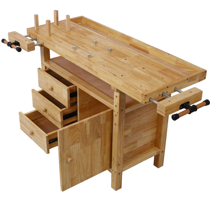 Wood Workbench For Garage Workshop And Home - Natural