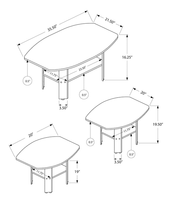 Table Set: Coffee, End, Side, Accent, Living Room, Transitional (Set of 3) - Oak