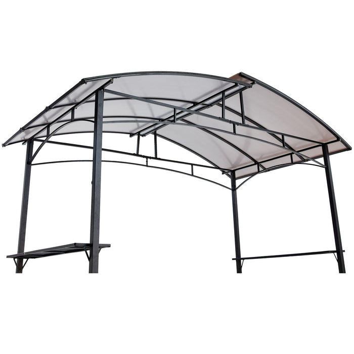 Grill Gazebo 8X5Ft, Outdoor Patio Canopy, Bbq Shelter With Steel Hardtop And Side Shelves - Black