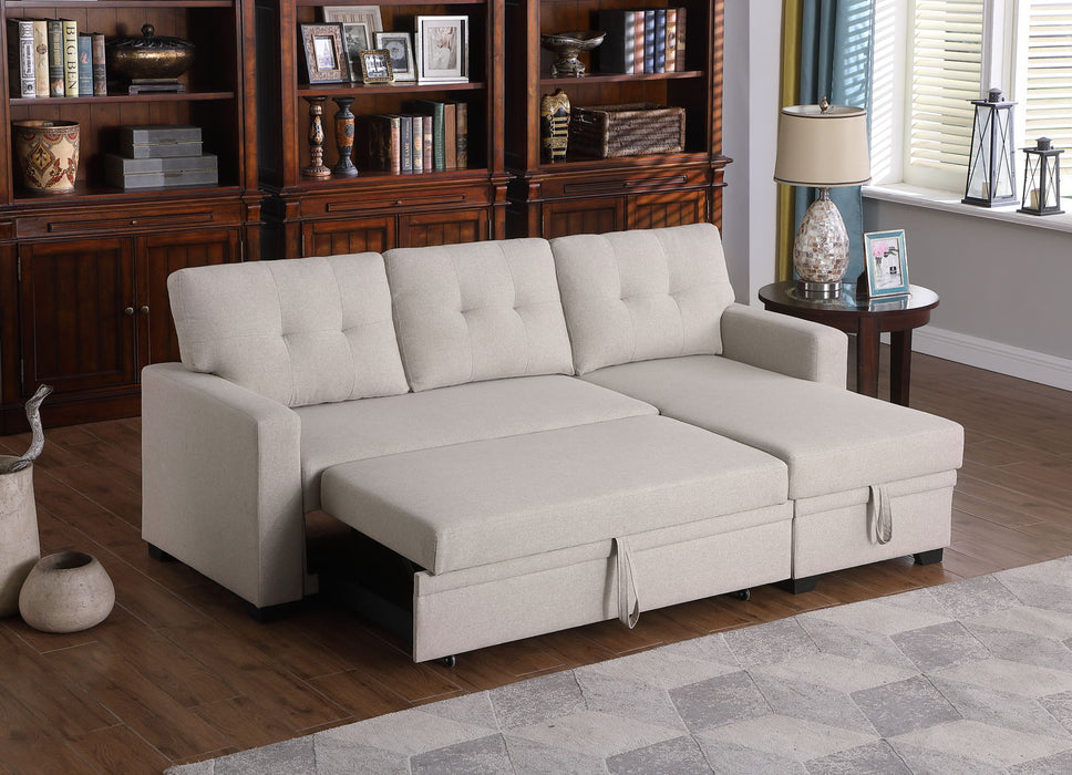 Upholstered Pull Out Sectional Sofa With Chaise