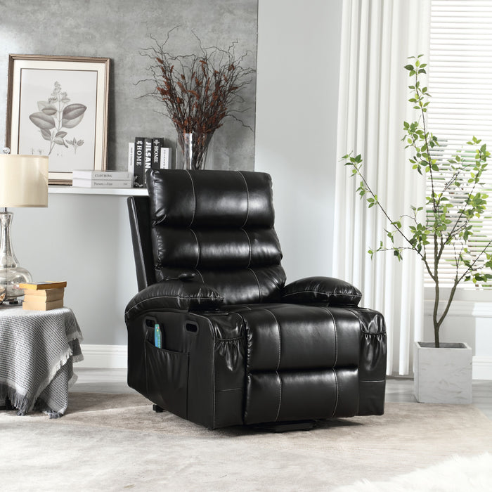 Large Size Electric Power Lift Recliner Chair Sofa For Elderly, 8 Point Vibration Massage And Lumber Heat, Remote Control, Side Pockets And Cup Holders