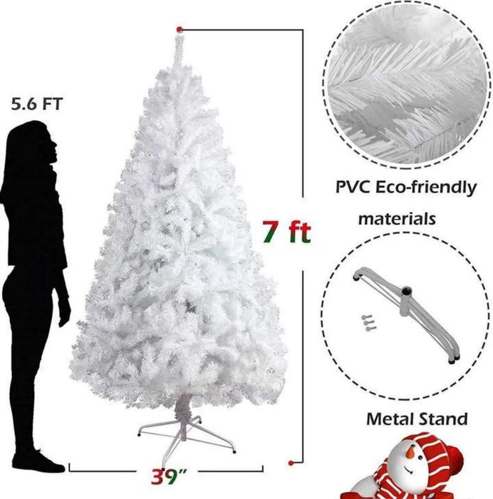 7 Ft Christmas Tree  With Metal Legs - White