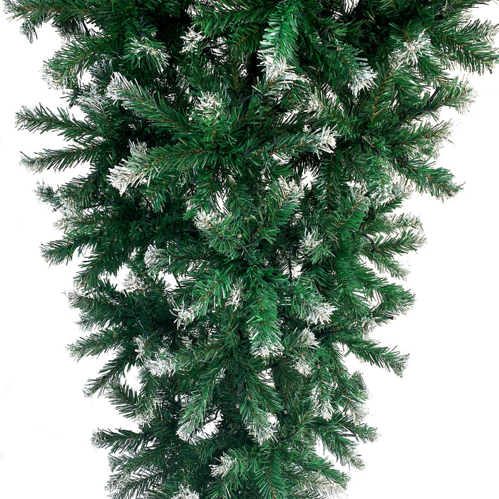 7.4ft Upside Down Christmas Tree LED Warm White Lights - Green