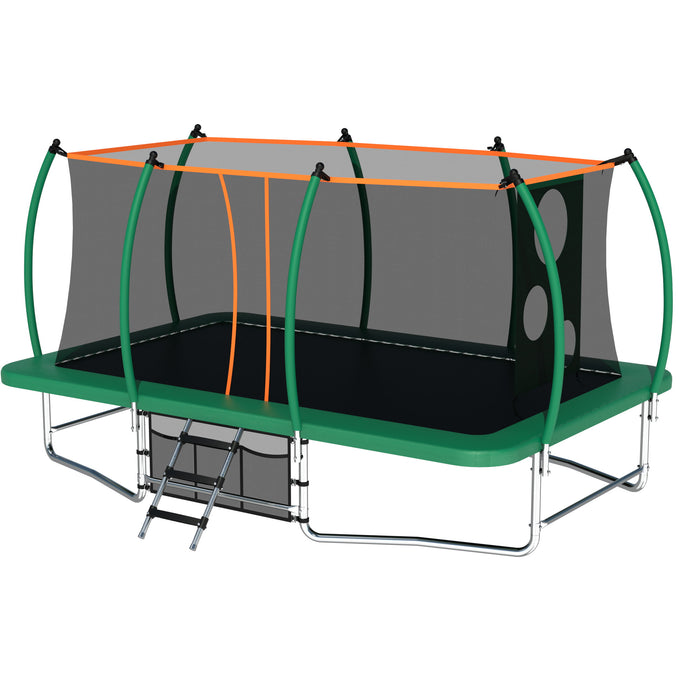 10X16' Outdoor Square Trampolines For Kids Adults Long Rectangular Tumbling Trampoline - Green