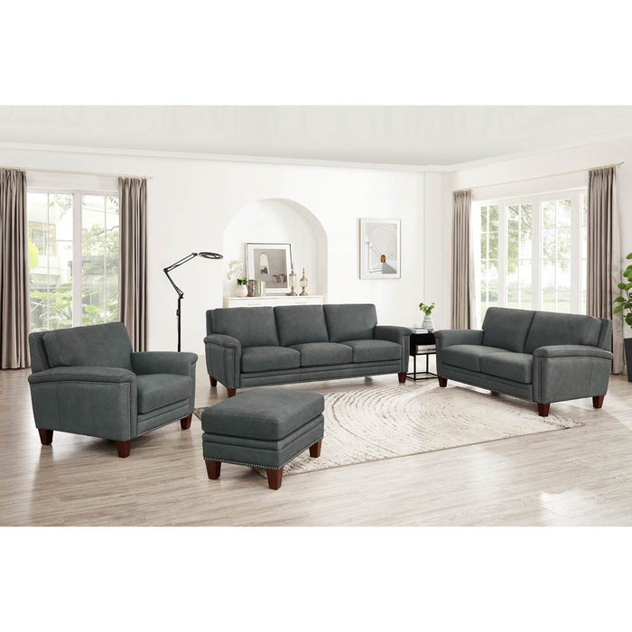 Sherwood - Leather Loveseat - Charcoal Gray