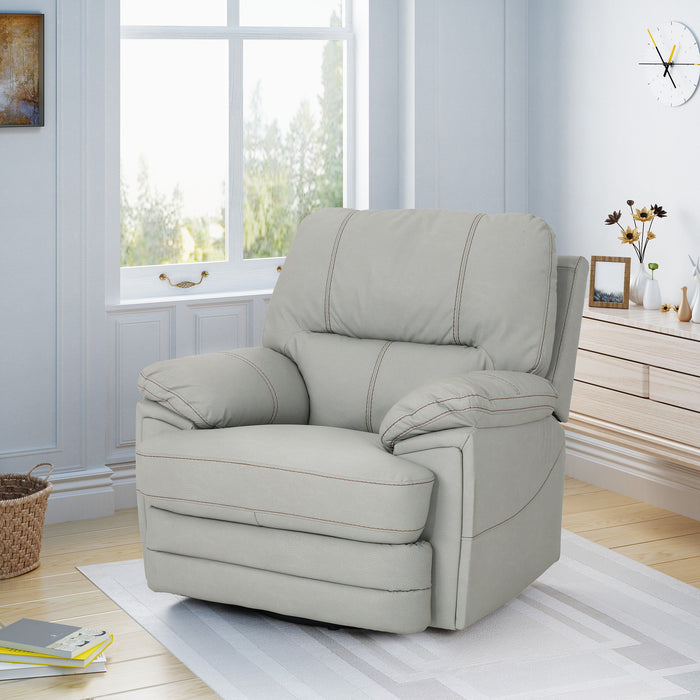 Wide Faux Leather Power Swivel Standard Recliner - Light Gray