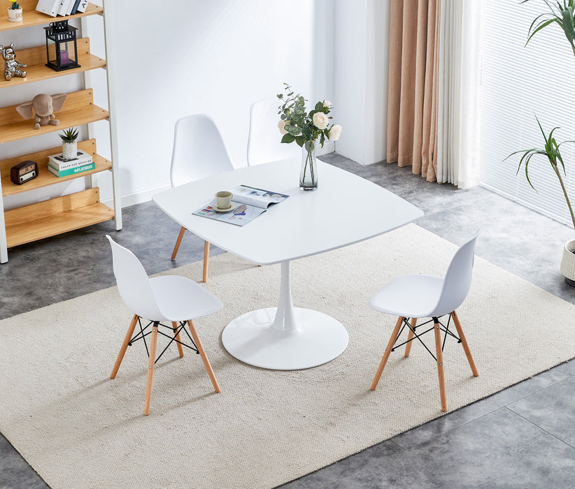 Table Mid-Century Dining Table For 4-6 People With Round MDF Table Top, Pedestal Dining Table, End Table Leisure Coffee Table