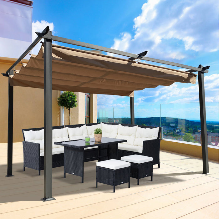 Outdoor Patio Retractable Pergola With Canopy Sun Shelter Pergola For Gardens, Terraces, Backyard