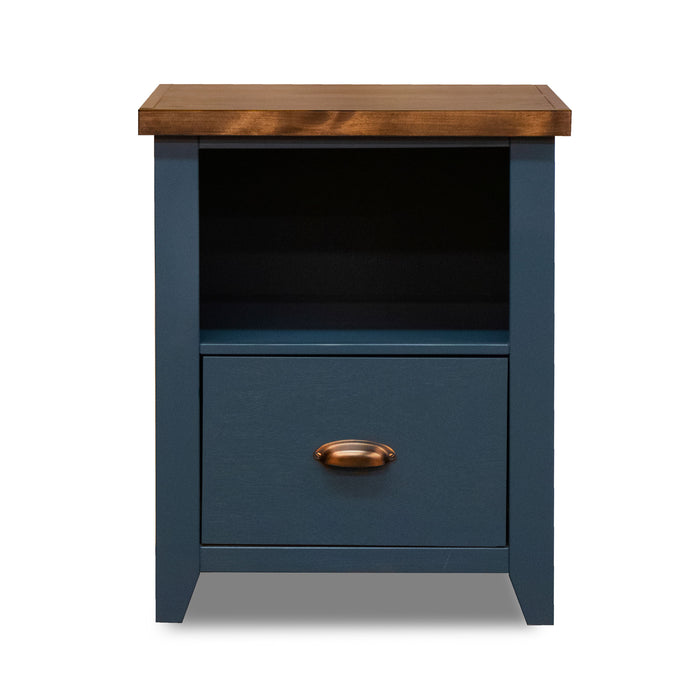 Bridgevine Home - Nantucket 22" 1-Drawer file - Blue Denim and Whiskey Finish