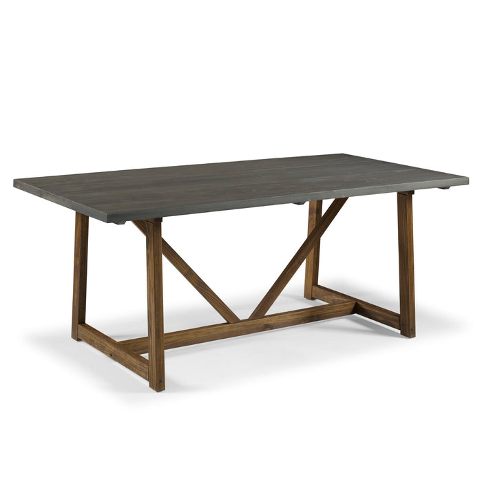 Modern Farmhouse Solid Wood V Frame Trestle Dining Table - Gray / Brown