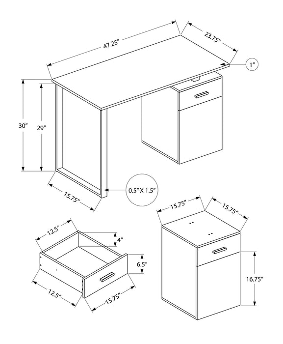 Computer Desk, Home Office, Laptop, Left, Right Set-Up, Storage Drawers, Work, Contemporary, Modern - Taupe