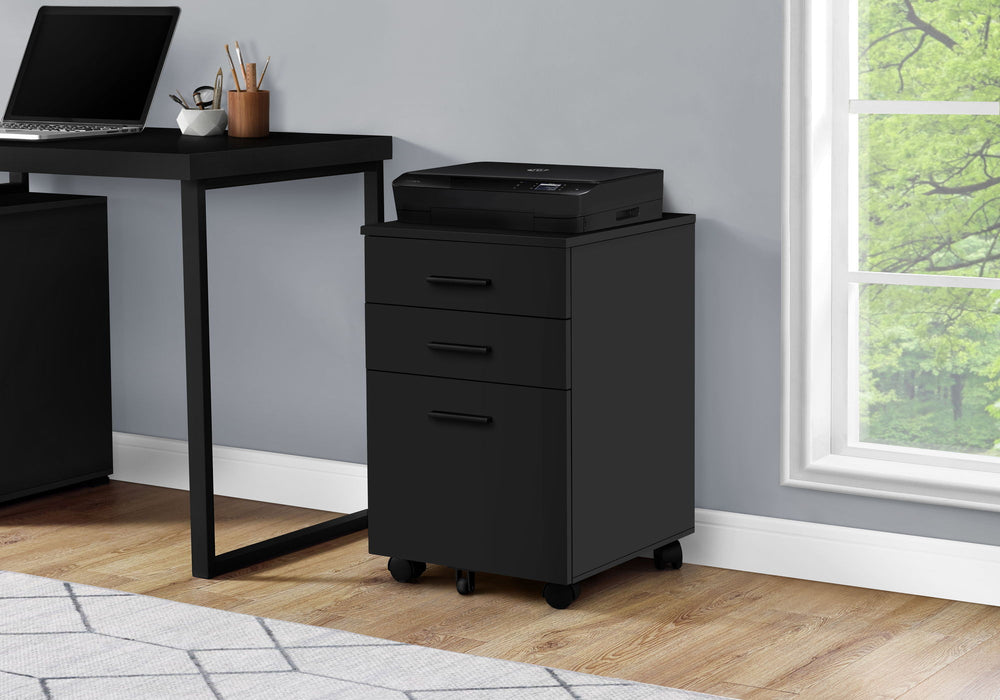 File Cabinet, Rolling Mobile, Storage Drawers, Printer Stand, Office, Work, Contemporary, Modern - Black