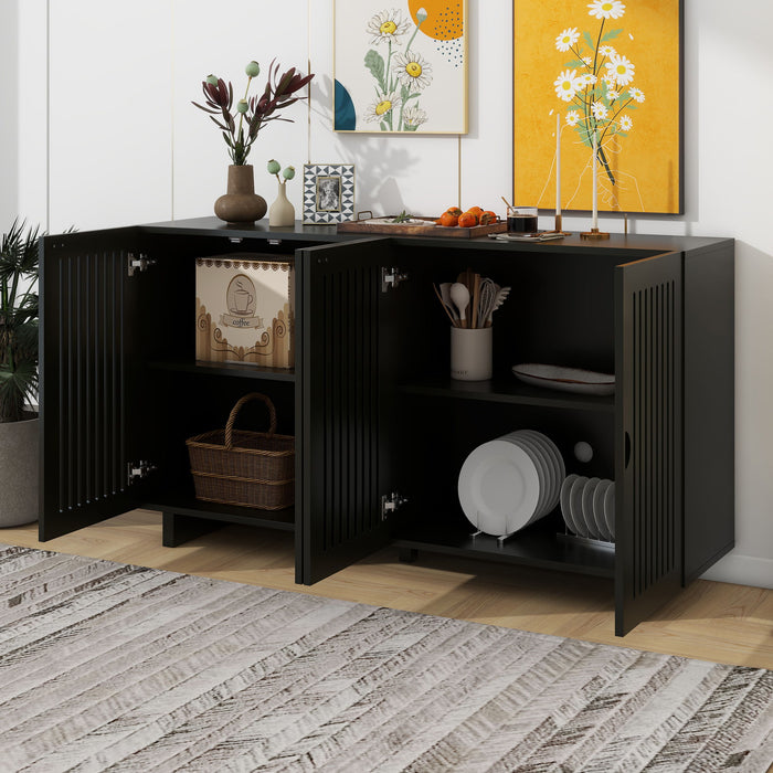 Modern Style Sideboard With Superior Storage Space, Hollow Door Design And 2 Adjustable Shelves For Living Room And Dining Room