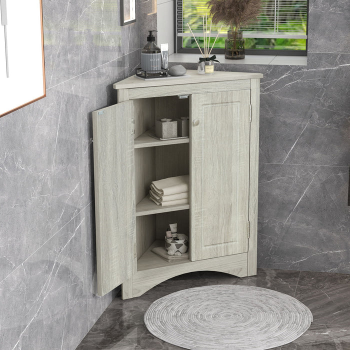 Triangle Bathroom Storage Cabinet With Adjustable Shelves, Freestanding Floor Cabinet For Home Kitchen