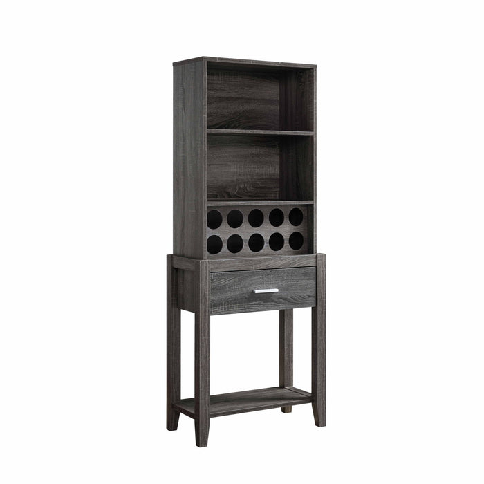 Wine Bar Cabinet, Kitchen Storage Cabinet With Drawer And Open Shelves - Distressed Grey