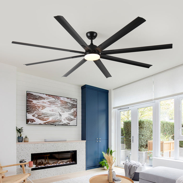 Super Large Black Ceiling Fan With Remote Control - Black