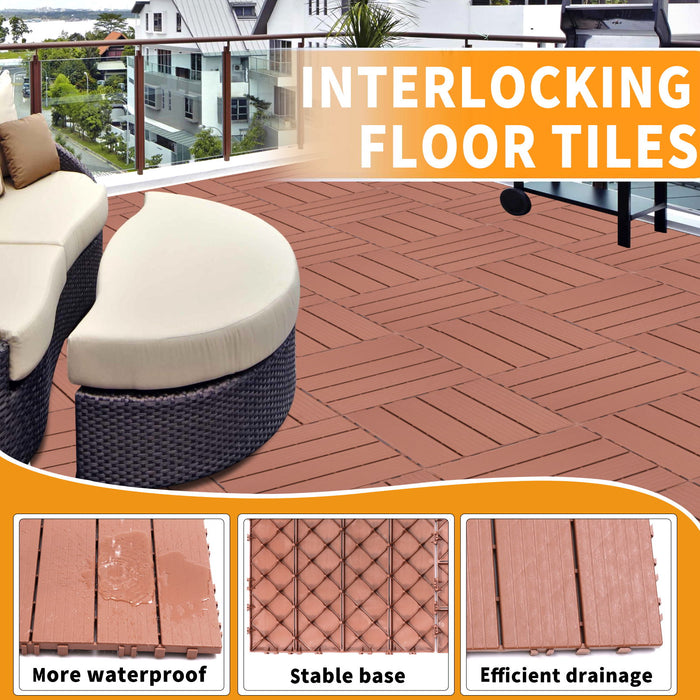 Plastic Interlocking Deck Tiles, Patio Flooring Outdoor Waterproof All Weather Use For Garden Poolside Front / Back Yard