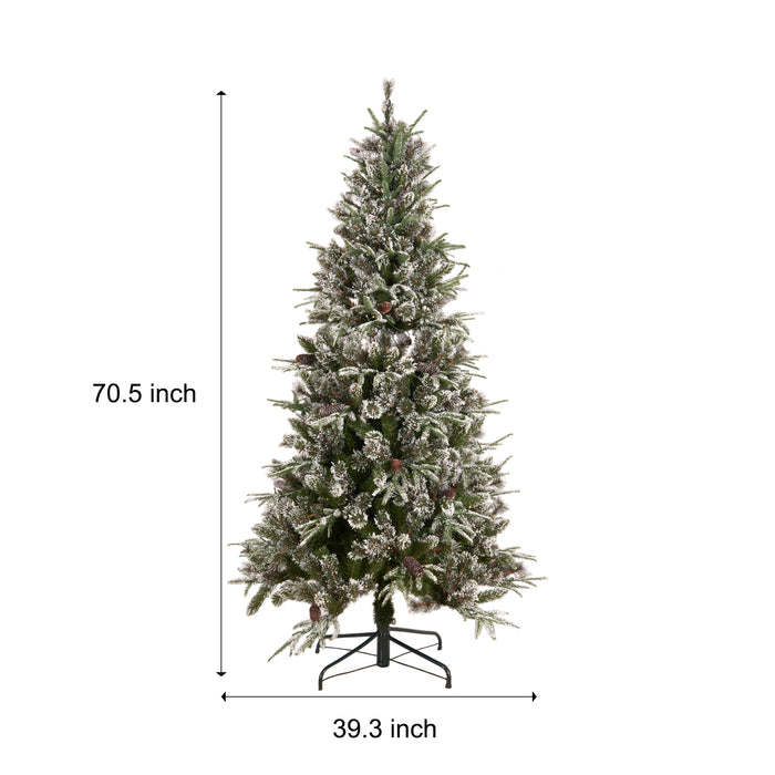 6ft  PE/PVC Christmas Tree with Metal Base - Green