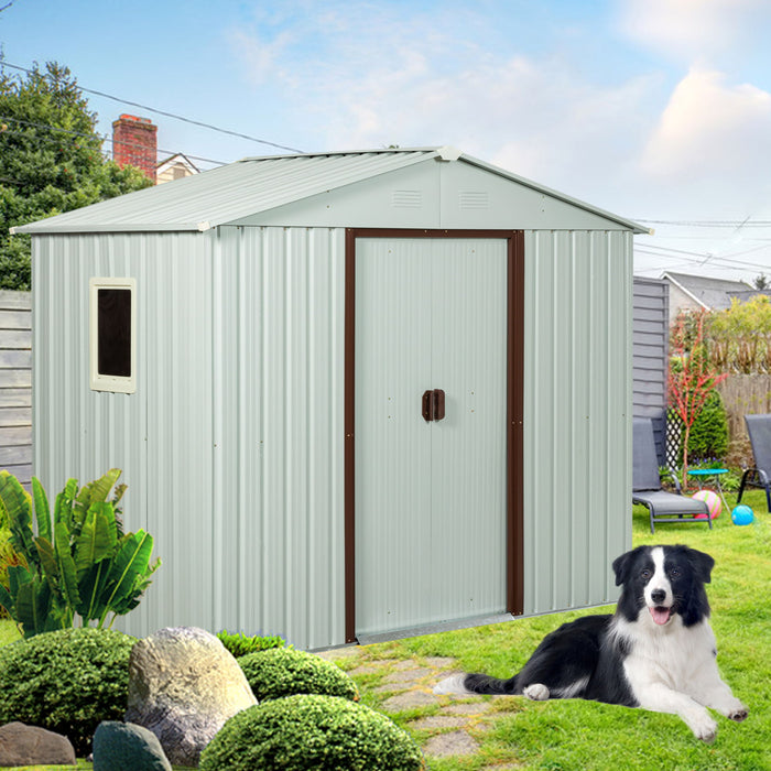 Ry-Sdyx56-Ww Outdoor Metal Storage Shed With Window - White