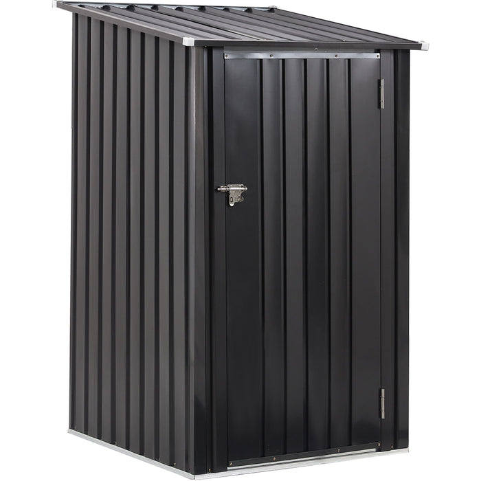 Outdoor Storage Shed, Metal Steel Garden Shed With Single Lockable Door, Small Shed Outdoor Steel Utility Tool Shed For Backyard Patio Garden Lawn - Black