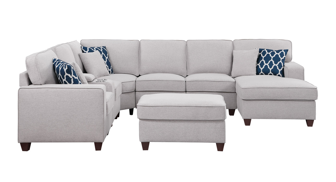 Tina - 8 Piece Upholstered Sectional With Ottoman