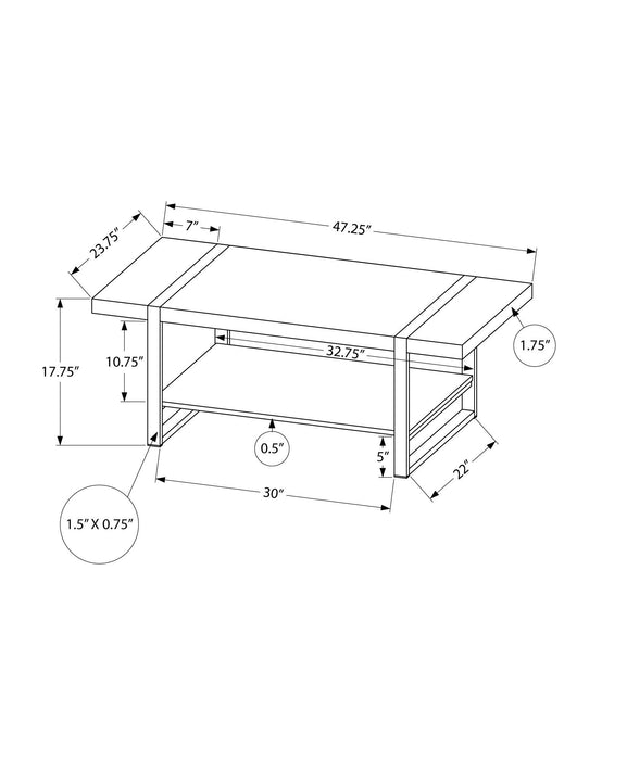 Coffee Table, Accent, Cocktail, Rectangular, Living Room, Contemporary, Modern - Gray