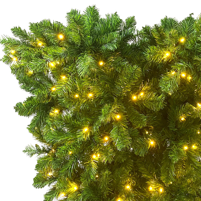 6ft Upside Down Christmas Tree with LED Warm White Lights and Metal Base - Green Leaf