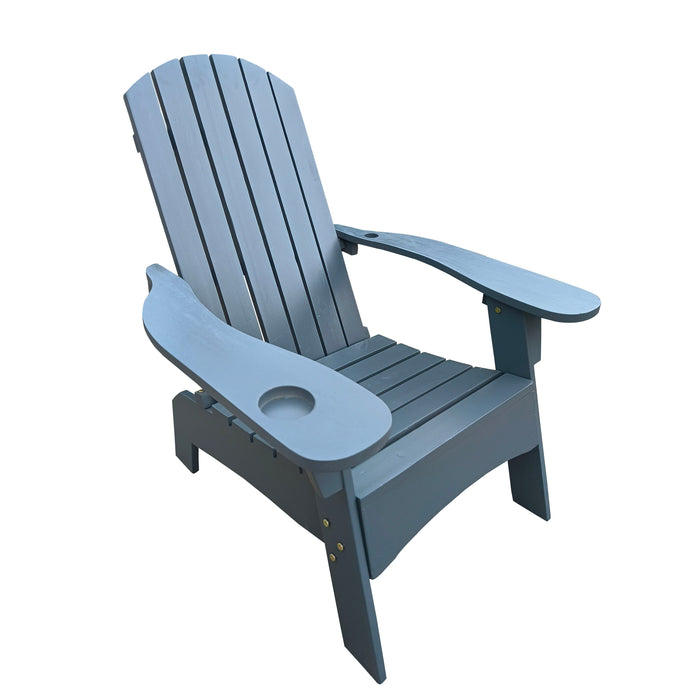 Outdoor Or Indoor Wood Adirondack Chair With An Hole To Hold Umbrella, On The Arm