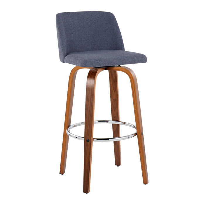 Toriano - Mid Century Modern Fixed Height, Barstool With Swivel With Round Footrest (Set of 2)