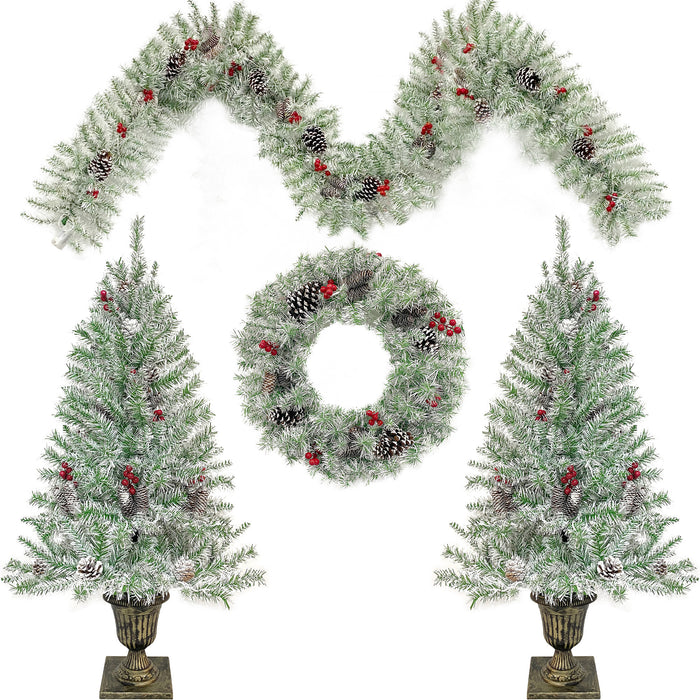 Pre-lit Christmas Tree 4-Piece Set - Retro White