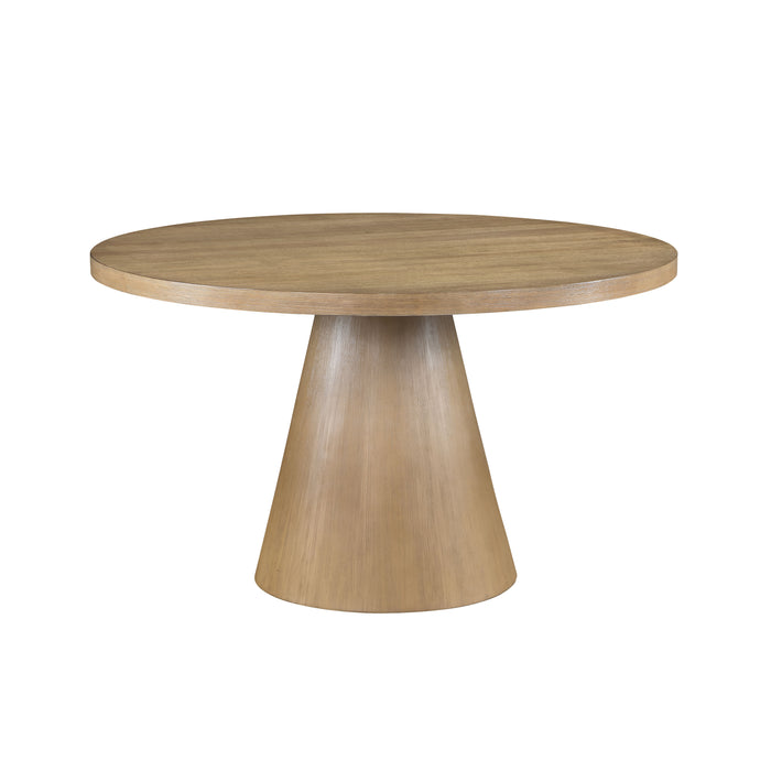 Delphine - Round Dining Table Set With Chairs (Set of 5) - Oak Finish And Gray