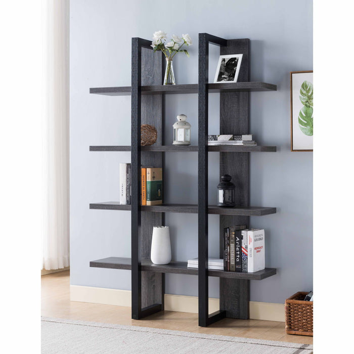 Two Toned Display Cabinet, 71" Tall Bookcase Storage Cabinet