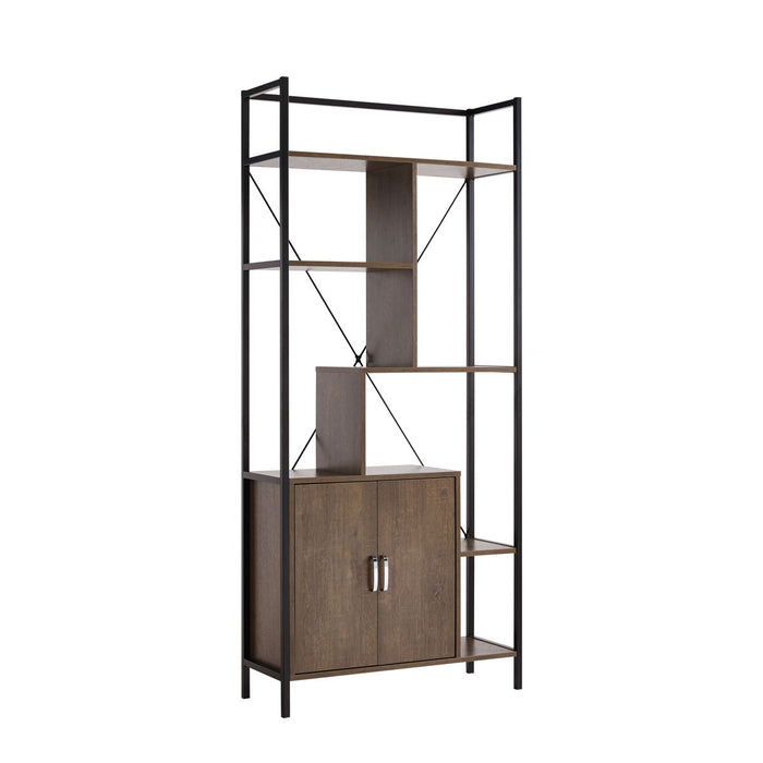 Modern Bookcase With Two Door Storage Cabinet With Two Shelves